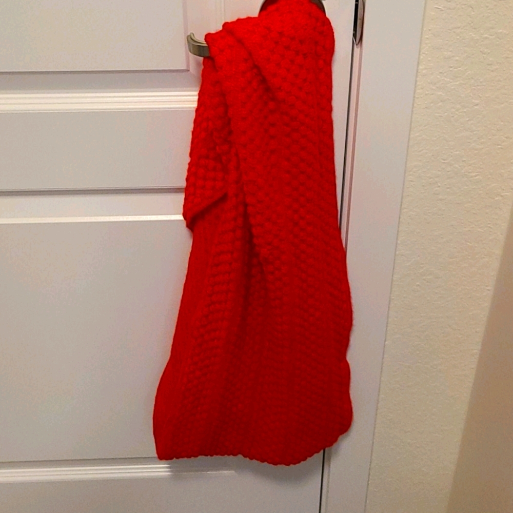 Bright red scarf